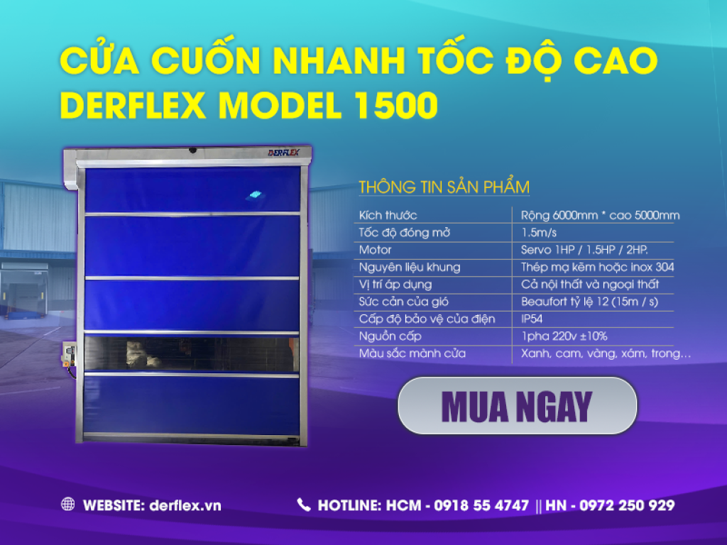 Thông Số Cửa Cuốn Nhanh Tốc Độ Cao Derflex Model 1500