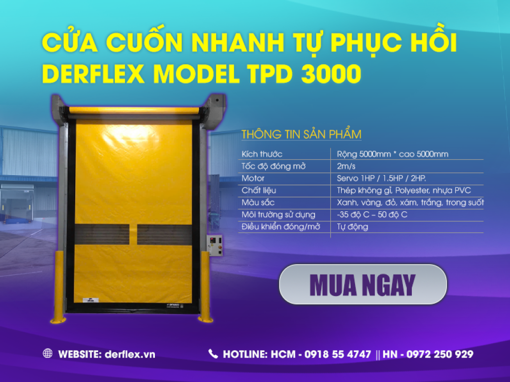 Thông Số Cửa Cuốn Nhanh Tự Phục Hồi Derflex Model TPD 3000